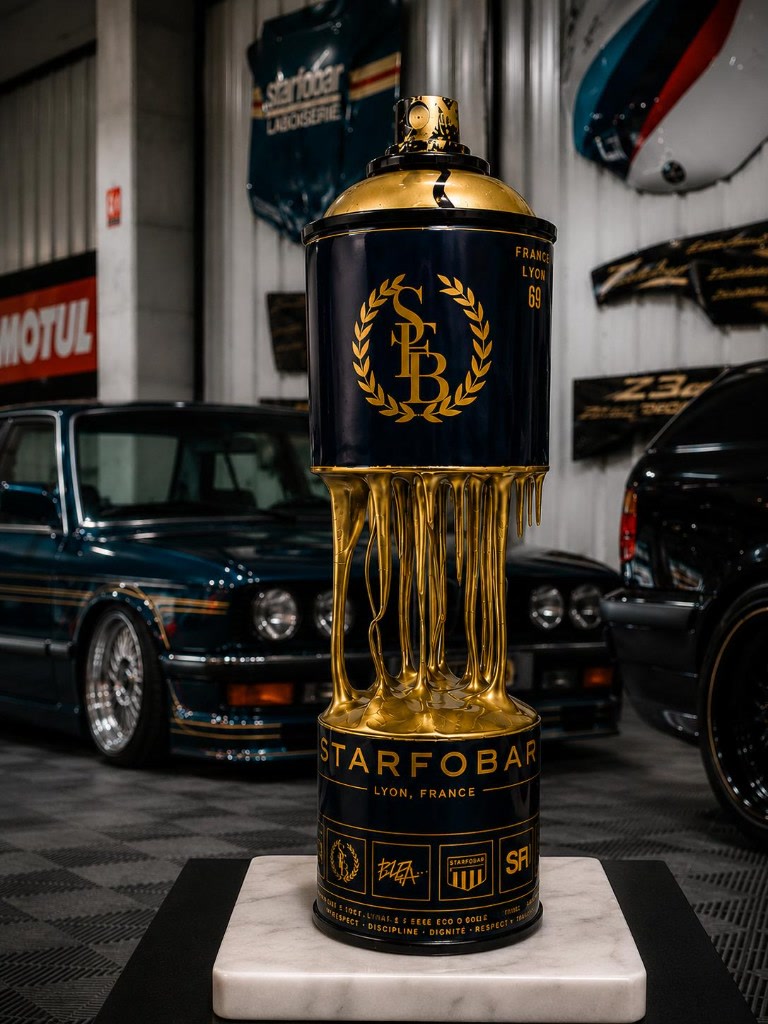 Sculpture bombe Old School BMW, navy et or