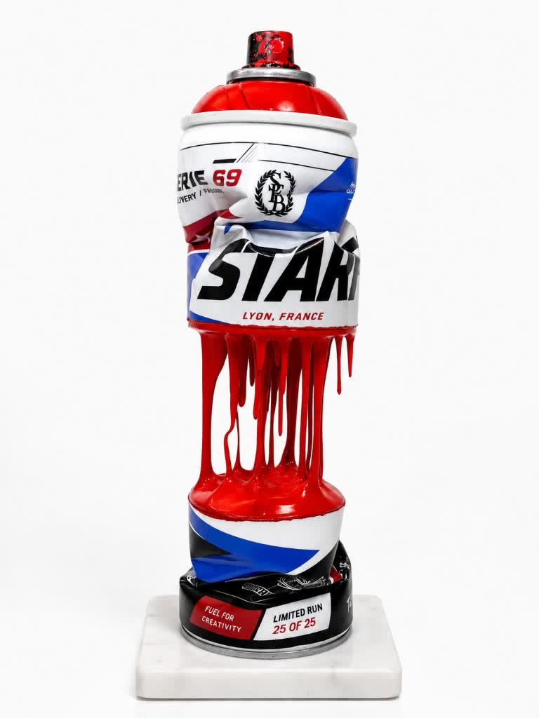 Sculpture bombe Racing Series, bleu blanc rouge